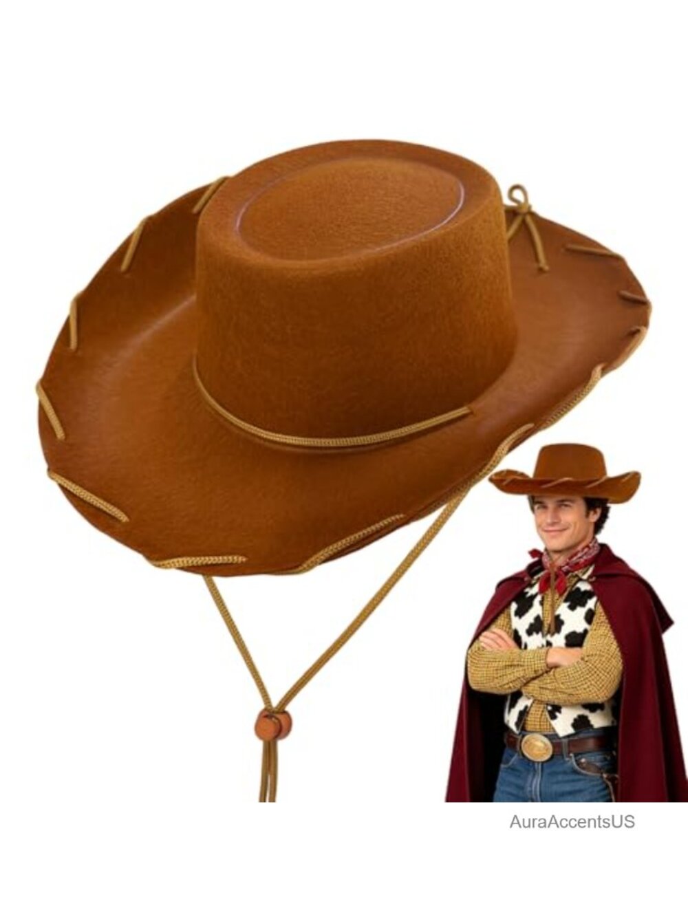 Western Cowboy Hat Wide Brim Felt Costume Sheriff Headwear Cosplay Party